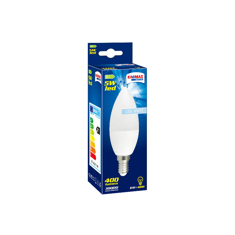ΕΛΟΜΑΣ Λαμπτήρας Led κερί 5W cool white