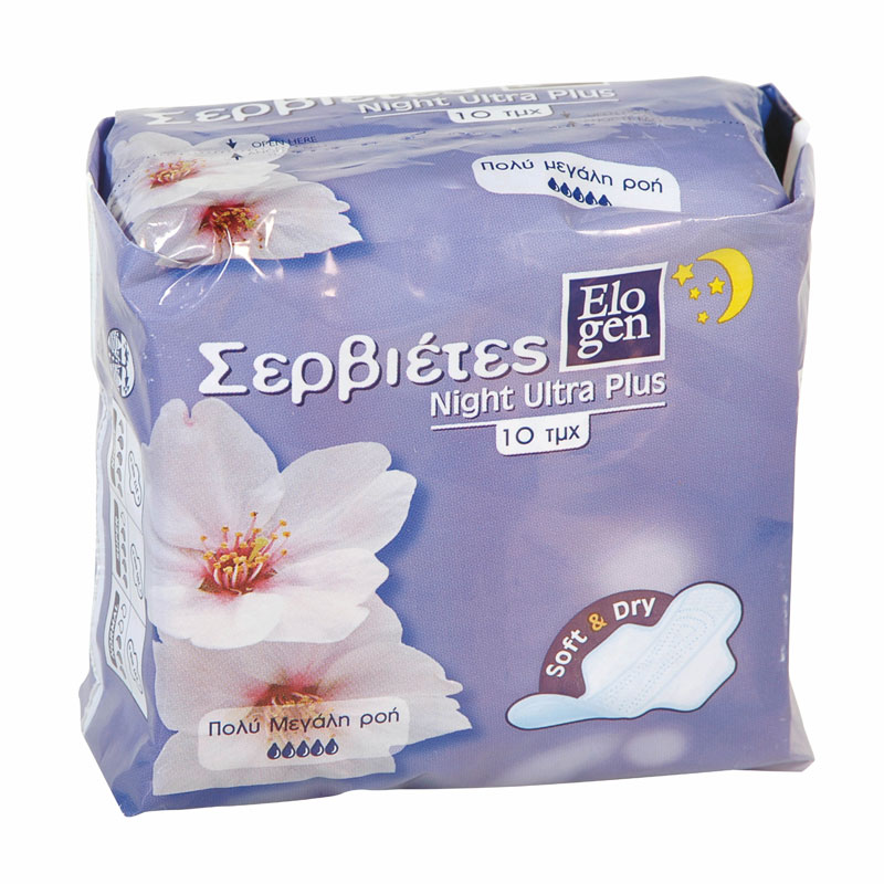 ELOGEN Σερβιέτες night με φτερά 10τεμ.