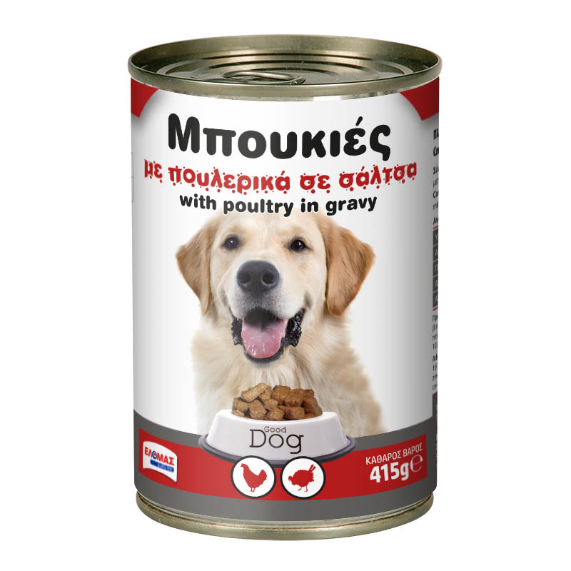 ΕΛΟΜΑΣ Σκυλοτροφή με πουλερικά σε σάλτσα 415g