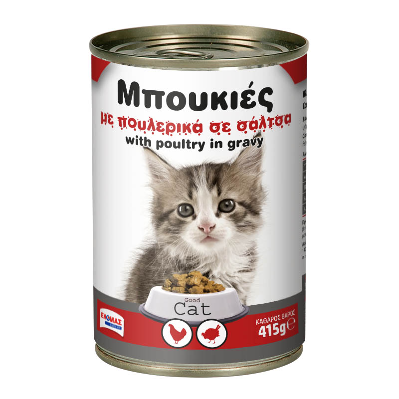 ΕΛΟΜΑΣ Γατοτροφή με πουλερικά σε σάλτσα 415g