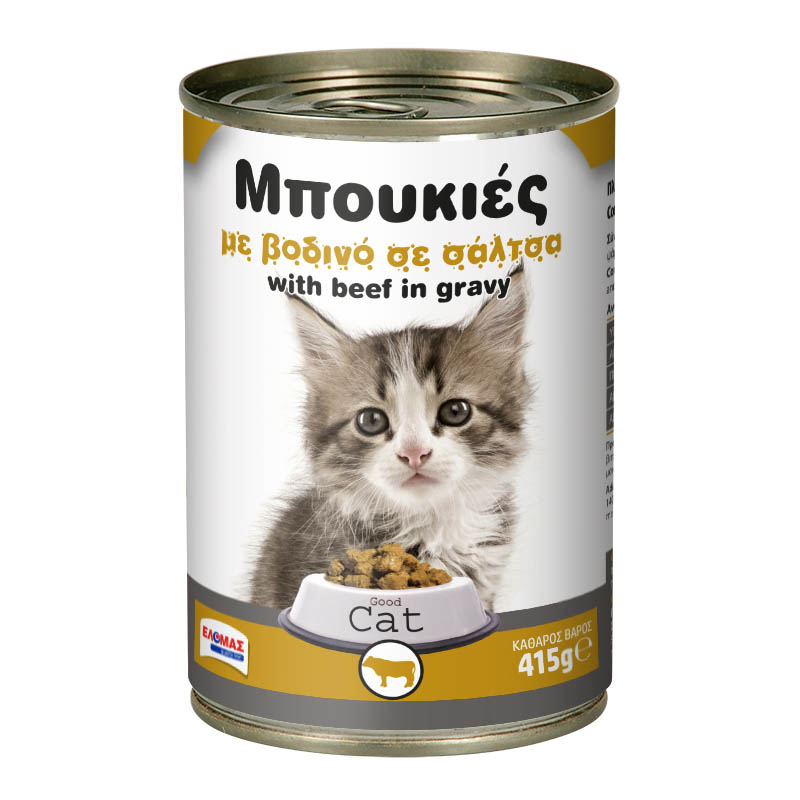 ΕΛΟΜΑΣ Γατοτροφή με βοδινό σε σάλτσα 415g